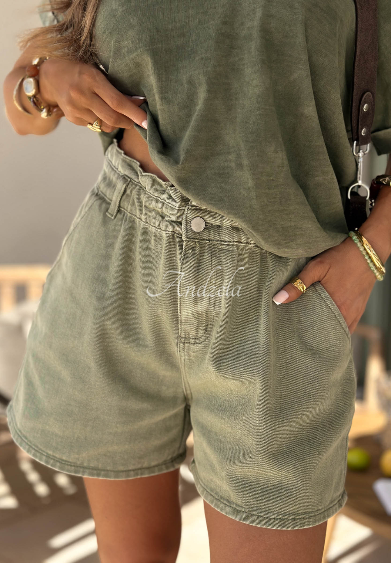 Džínsové šortky Safari Trip khaki