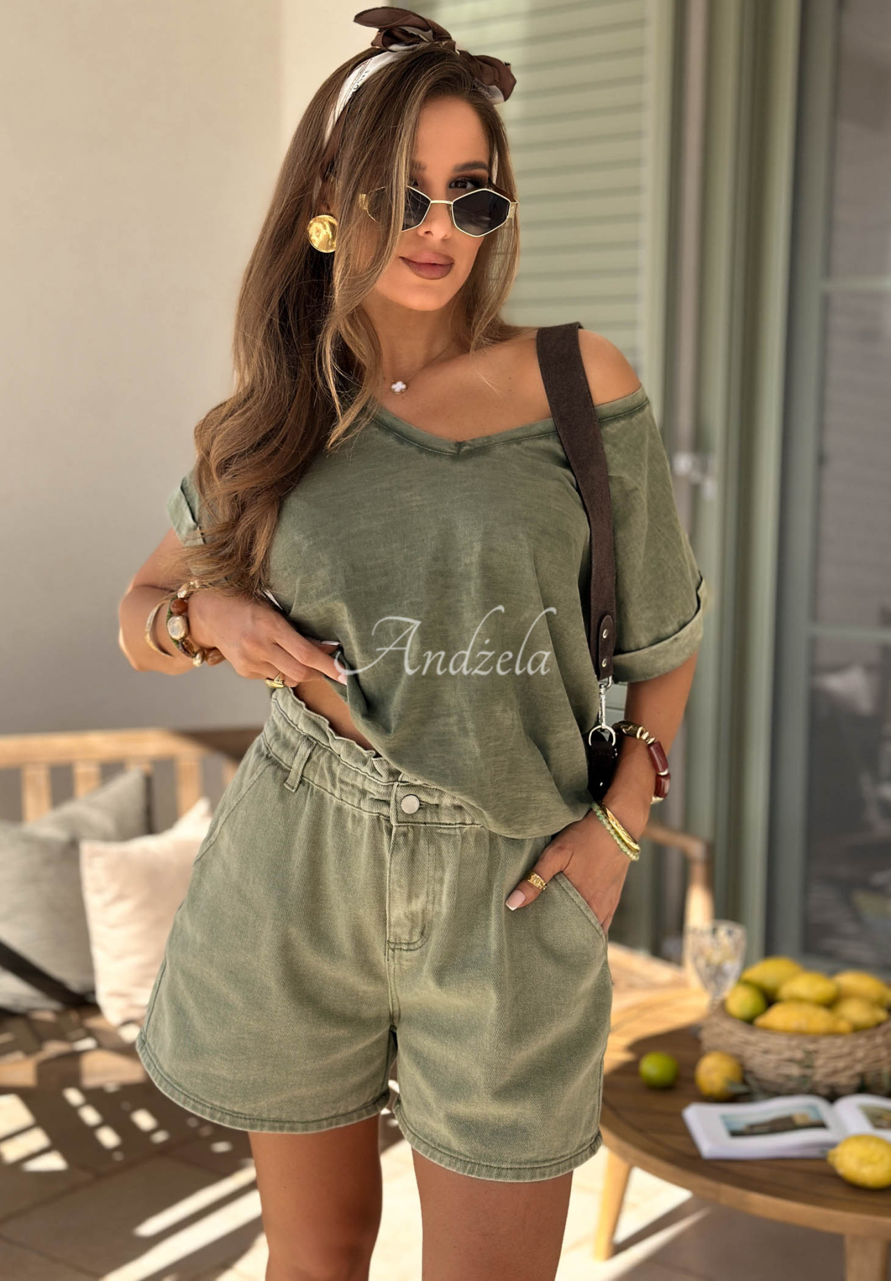 Džínsové šortky Safari Trip khaki