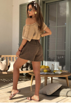 Tričko z dekoltem Venali ťavý