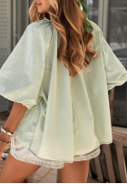 Blúzka z bufkami i wiązaniem przy dekolcie Bellanova Biela