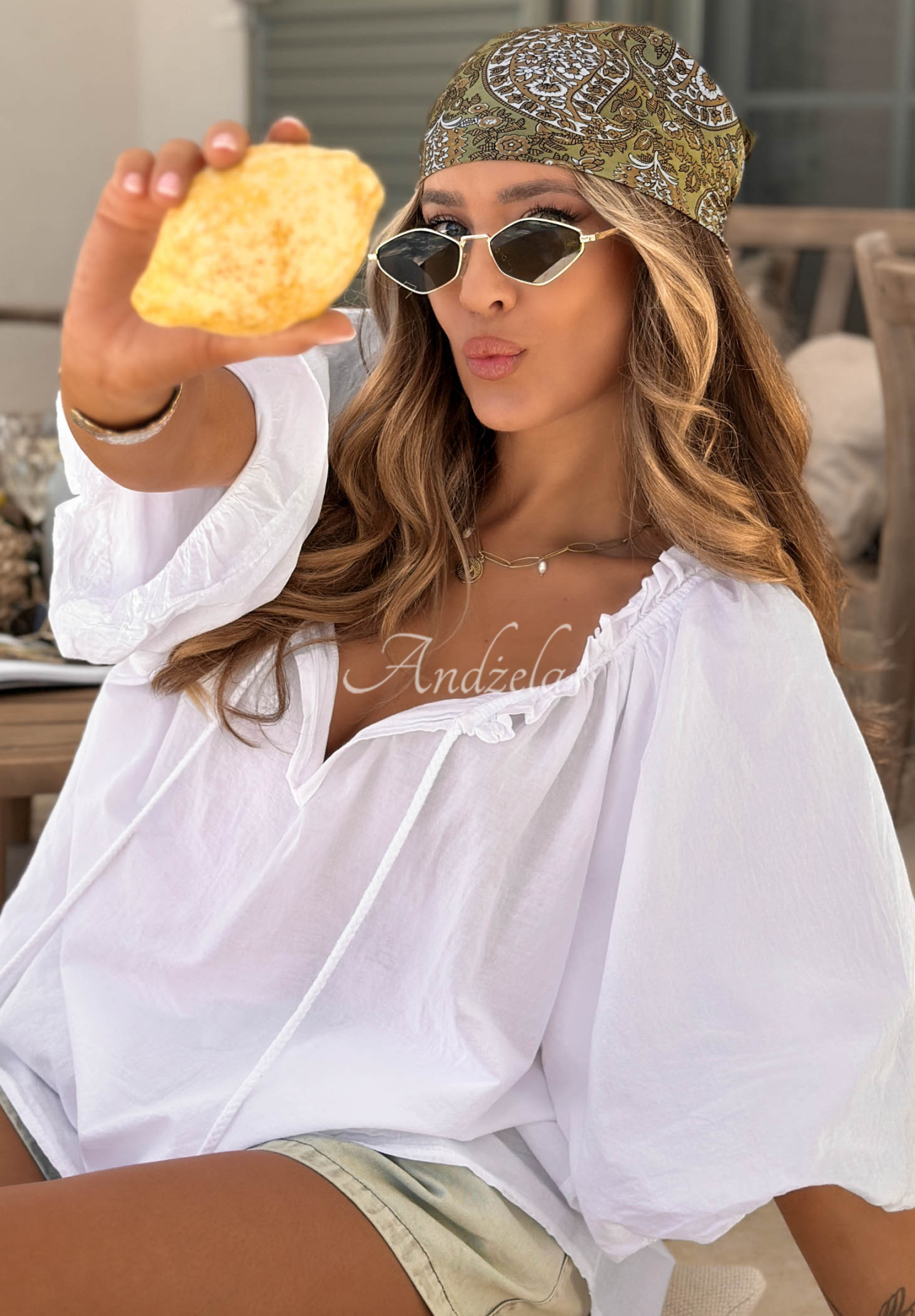 Vzorovaná šatka Print Story khaki