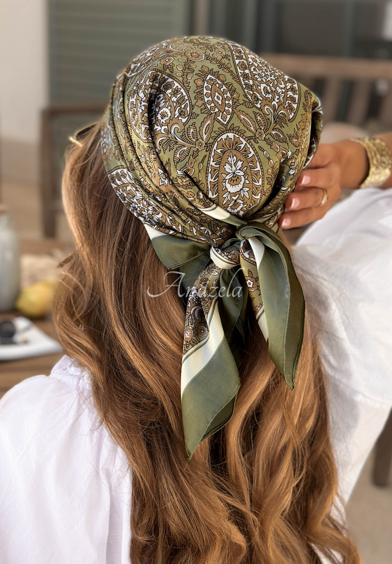 Vzorovaná šatka Print Story khaki