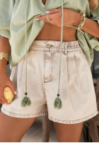 džínosové Kraťasy  z gumką pasu Travel Vlogs pistáciové