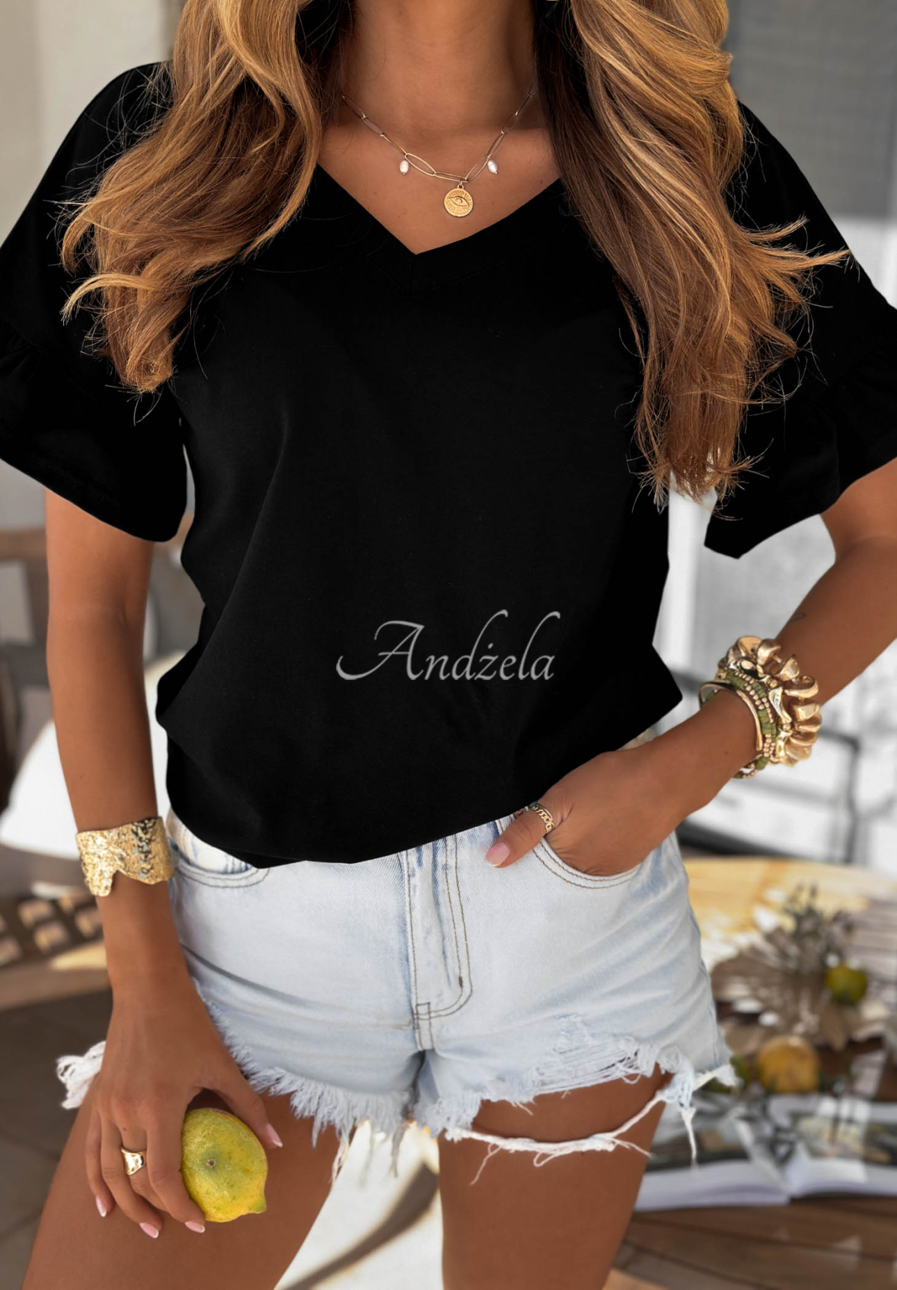 Bavlnené tričko s volánikmi Ask For More čierne