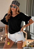 Bawełniany Tričko z falbankami Ask For More púdrovo ružová