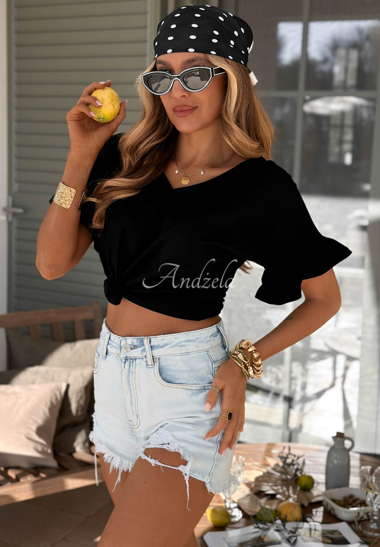 Bavlnené tričko s volánikmi Ask For More čierne