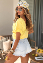 Bawełniany Tričko z falbankami Ask For More púdrovo ružová