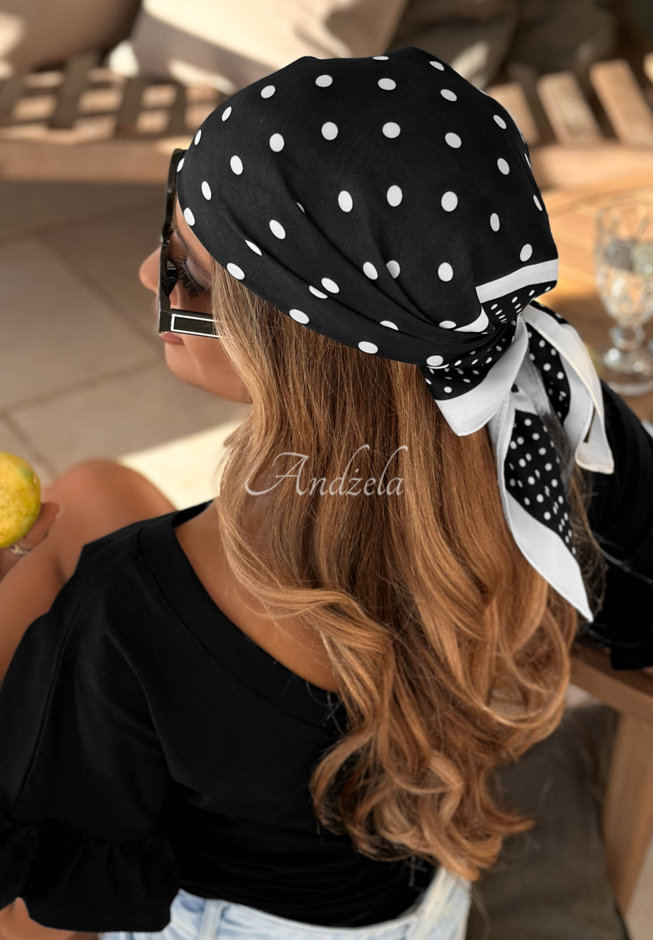 Bodkovaná šatka Dot Harmony čierno-biela