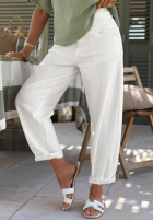 Nohavice džínosové z paskiem Daily Choice biele