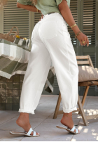 Nohavice džínosové z paskiem Daily Choice biele