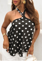 Satynowy top wiązany na szyi w Bodky  Delphie čierne