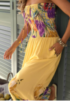 Dlhý Overal bez ramiączek w kwiaty Florette svetlobéžový