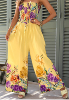 Dlhý Overal bez ramiączek w kwiaty Florette svetlobéžový