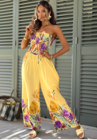 Dlhý Overal bez ramiączek w kwiaty Florette svetlobéžový