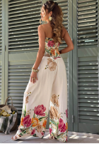 Dlhý Overal bez ramiączek w kwiaty Florette svetlobéžový