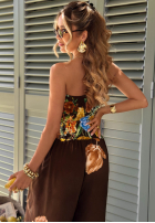 Dlhý Overal bez ramiączek w kwiaty Florette svetlobéžový