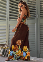 Dlhý Overal bez ramiączek w kwiaty Florette svetlobéžový