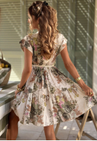 Kwiecista Šaty mini z paskiem Follow The Sun béžovo-zelená