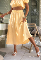 Súprava Krátka Blúzka i rozkloszowana Sukňa  w kratkę Flamingo Sunset ružový