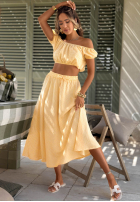 Súprava Krátka Blúzka i rozkloszowana Sukňa  w kratkę Flamingo Sunset ružový