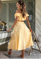 Súprava Krátka Blúzka i rozkloszowana Sukňa  w kratkę Flamingo Sunset ružový