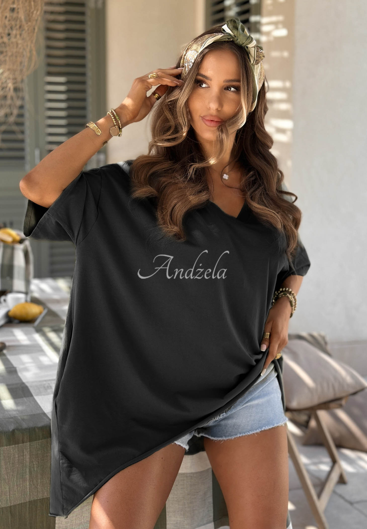 Asymetrické bavlnené oversize tričko Solaviva čierne