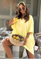 Tričko oversize z dekoltem Solaviva ružový