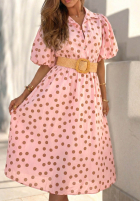 Šaty midi w Bodky  z bufkami i paskiem Hello Bellissima Biela