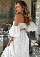 Ażurowa Šaty Španielsky z paskiem boho Apulia Biela