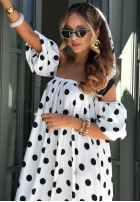 Sukňa  z falbanką w Bodky  Dotty Days ecru