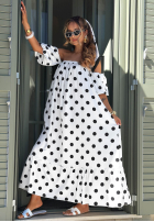 Sukňa  z falbanką w Bodky  Dotty Days ecru