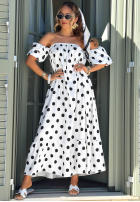 Sukňa  z falbanką w Bodky  Dotty Days ecru