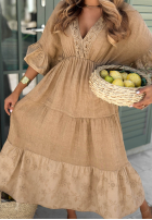 Šaty maxi z ażurowymia akcentami boho Tuscan Sunshine ťavia