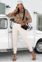 Pasiasta Košeľa z lyocellu z wiązaniem Coconut Water béžová