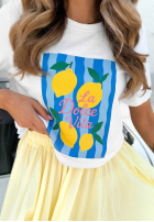 Tričko z nadrukiem La Lemone biało-modrý