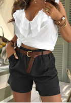 džínosové Kraťasy  z paskiem Any Place čokoládové