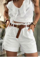 džínosové Kraťasy  z paskiem Any Place čokoládové