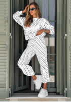 Tepláková súprava Mikina i Nohavice w Bodky  Vita Dots Biela