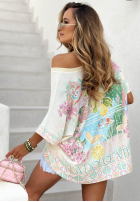 Wzorzysta Blúzka oversize z dekoltem Dolce Capri ecru