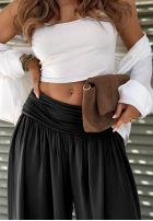 Zwiewne Nohavice haremki ze ściągaczami Coastal Sand biele