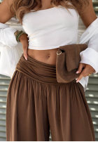 Zwiewne Nohavice haremki ze ściągaczami Coastal Sand biele