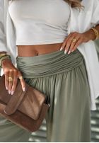 Zwiewne Nohavice haremki ze ściągaczami Coastal Sand biele