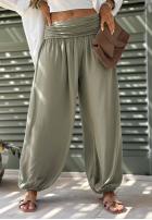 Zwiewne Nohavice haremki ze ściągaczami Coastal Sand biele