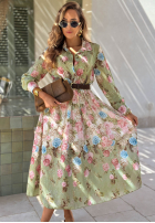 Ażurowa Šaty midi w kwiaty Floribella khaki