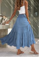 Sukňa  maxi z falbankami i gumką pasu Italian Sky modrá