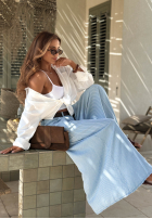 látkové Nohavice w paski Sunshine Story blankytné