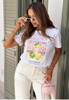 Tričko z nadrukiem Cachaca Lemon biało-blankytný