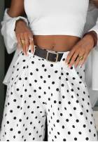 látkové Nohavice wide leg w Bodky  Sweet Latte biele