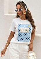 Tričko z nadrukiem Dotty Chic biało-ružový