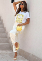 Tričko z nadrukiem Dotty Chic biało-ružový